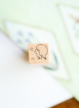 【Lookstamp】 原创手帐素材 面包 迷你 榉木手帐印章