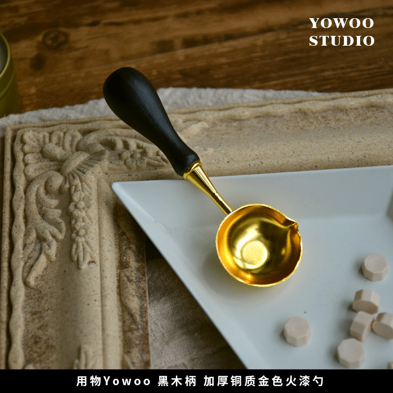 【清仓黑色柄绿色柄加厚铜质金色 火漆印章勺子