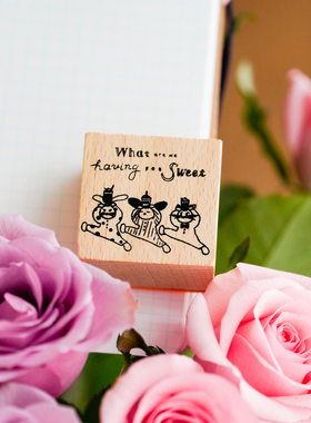 【Lookstamp】 原创可爱手帐素材  盘子 数字印章 木质手帐印章