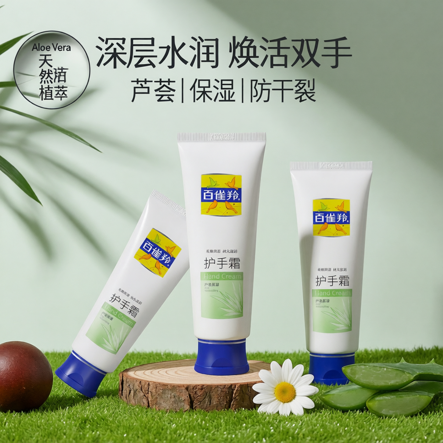 百雀羚芦荟保湿护手霜80g润手霜手膜补水滋润清爽补水不干燥防裂