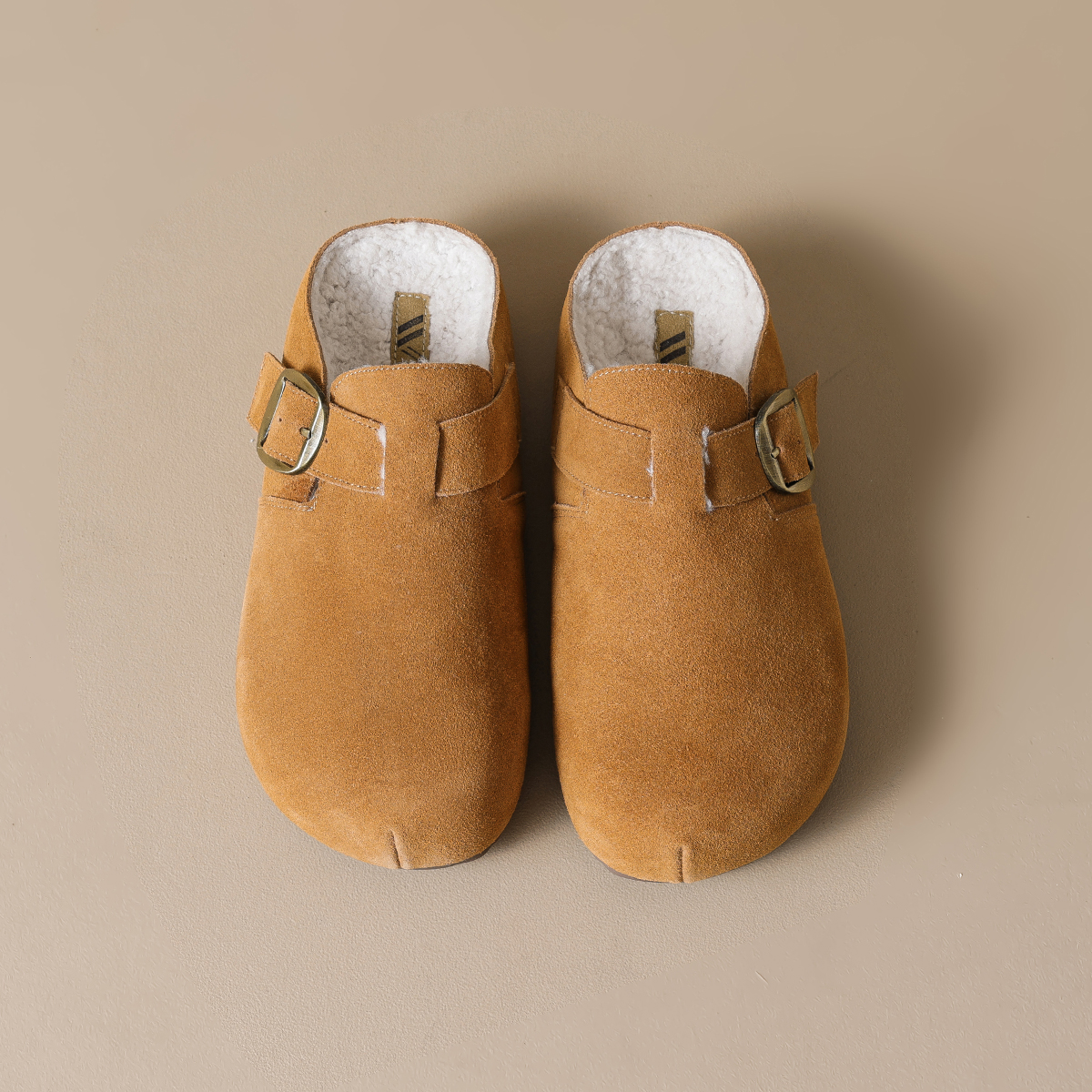 厚底内增高勃肯鞋加绒包头毛毛半拖鞋女外穿秋冬一脚蹬懒人博肯鞋