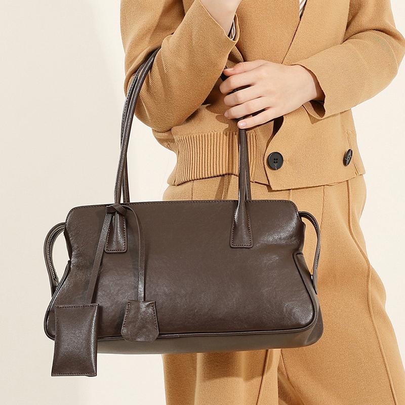 新款波士顿包牛皮单肩包