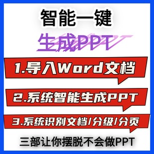 智能一键生成PPT标准智能生成模板大纲文档标题演讲Word自转换PPT