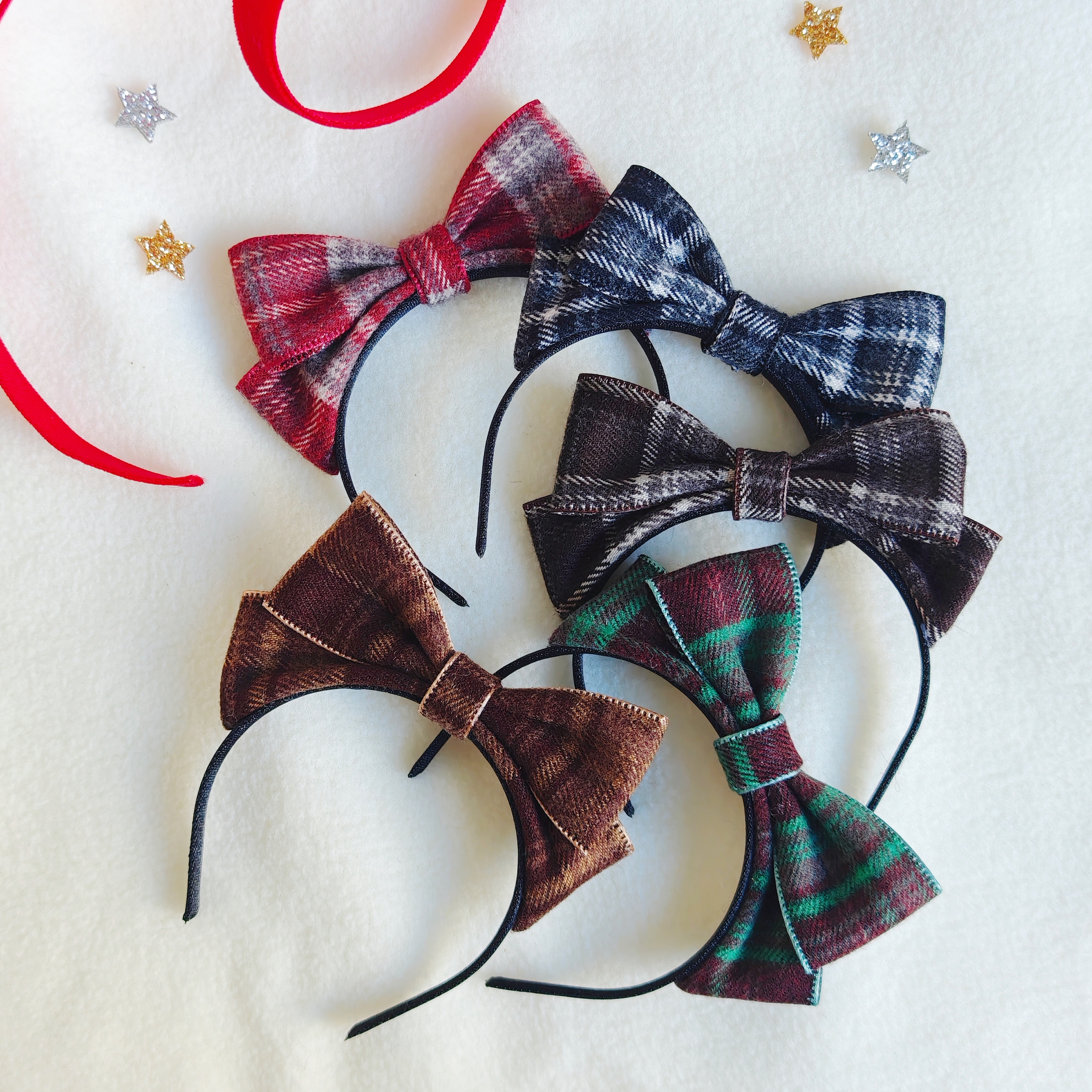 【满3件包邮】拉布布labubu 1/2/3代适用蝴蝶结发箍  圣诞格纹