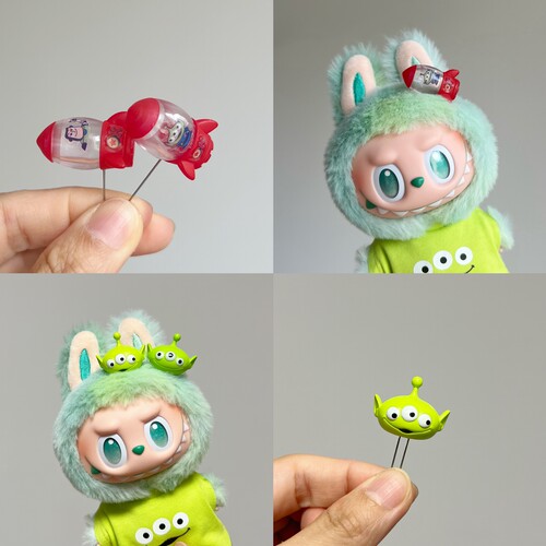 【满3件包邮】拉布布labubu马卡龙坐坐派对 三眼仔/火箭筒头插