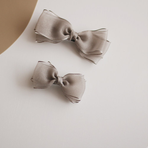 精致灰色多层蝴蝶结发夹大号弹簧夹韩国发饰少女顶夹日系甜美女