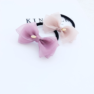 日系reefur梨花淑女雪纱简约蝴蝶结发圈皮筋头花发夹弹簧夹鸭嘴夹