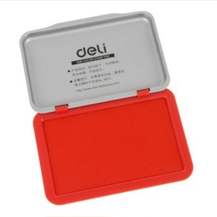 得力9891/9892/9893大中小号秒干印台印泥金属外壳秒速干印台红色