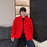 早春新款新中式亮片红色西服男个性潮休闲外套A452--6470--P145，男装夹克，电商A452