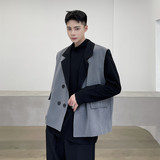 新款复古风西装马甲男经典翻领百搭宽松坎肩外套A452--6162--P85，男装西服套装，电商A452