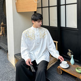 重工刺绣立领改良版明制长袖衬衫潮风汉服上衣A452--6476--P115，男装衬衫，电商A452