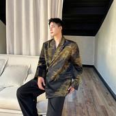 新款 P145 H183 复古风细闪印花西装 外套高级感休闲西服A452