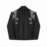 新款花卉刺绣无扣开衫外套复古高级感休闲西服A452--6507--P155，男装西服，电商A452