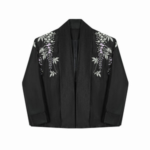 新款花卉刺绣无扣开衫外套复古高级感休闲西服A452--6507--P155图片