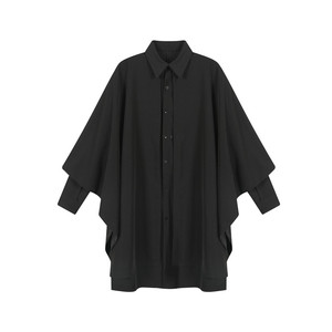 新款小众设计大摆长袖衬衫设计感披肩外套上衣潮A452--6509--P140图片