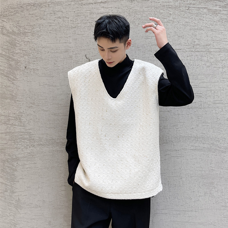 新款高级感编织粗花马甲男时尚百搭V领套头坎肩A452--6161--P85,男装背心/马甲,电商A452