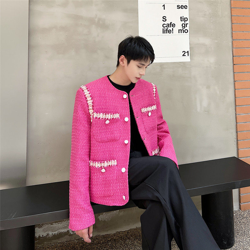 韩版糖果色编织花呢西服复古气质小香风夹克上衣A52--6296--P155,男装夹克,电商A452