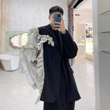小众设计不对称花边长袖西服时尚个性休闲外套A452--6172--P135，男装西服，电商A452