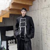 新中式 P135 6267 盘扣设计立领西服外套高级感宽松西装 上衣A452