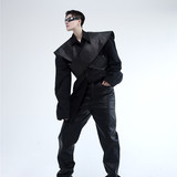 新款个性pu马甲潮流外搭男魔术贴暗黑风坎肩上衣A452--6304-1-P65，男装背心/马甲，电商A452