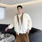 新款杏色压花棒球服夹克男太空棉宽松休闲外套潮A452--6332--P145，男装夹克，电商A452