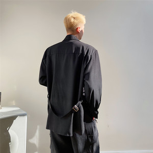 新小众设计系带衬衫机车风时尚个性潮流上衣外套A452--6227--P85图片