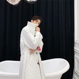 新款时尚菱形格子棉衣外套男廓形时尚中长款大衣A452--1986--P175，男装棉衣，电商A452