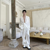 小众设计绑带设计长袖衬衫套装廓形慵懒感两件套A452--H194--P220，男装衬衫，电商A452