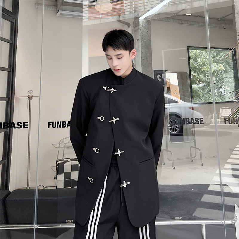 个性飞机扣立领小西服风中山装休闲暗黑外套A452--6269--P125，男装西服，电商A452