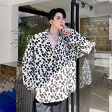 网红碎花时髦小雏菊衬衫男小心机飘带宽松长袖上衣A452--210--P70，男装衬衫，电商A452