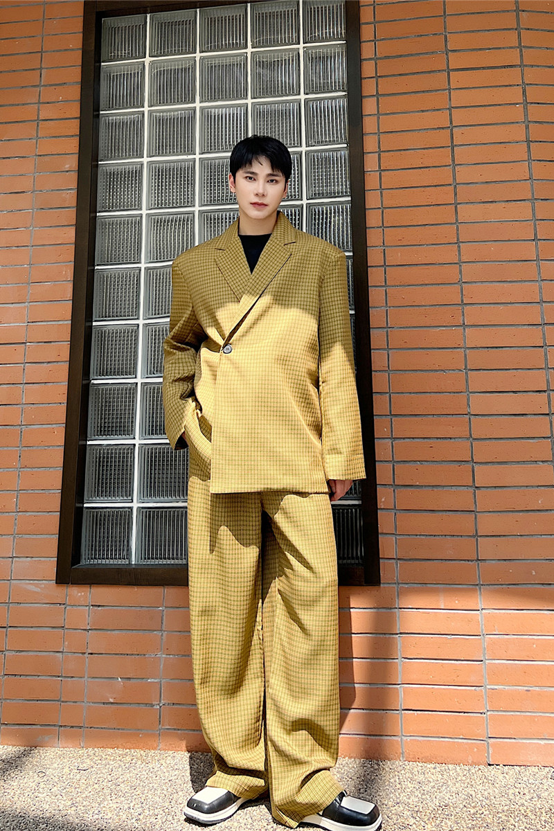 新款韩版休闲百搭西服外套个性复古格子西装上衣A452--6298--P135,男装西服套装,电商A452