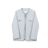 冬新款蓝色粗花呢小香风外套重磅无扣开身西服上衣A452-6421-P185，男装西服，电商A452