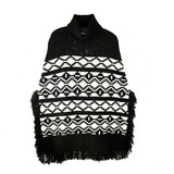 新款几何花纹高领套头斗篷流苏毛衣男个性走秀款A452--MY23--P80，男装针织衫/毛衣，电商A452