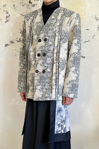 新款潮流印花V领西服外套韩版潮流气质西装上衣A452--6510--P165图片