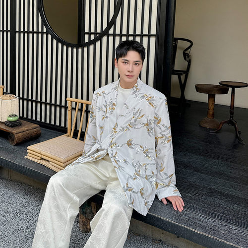 新款潮流刺绣亮片系带西装个性夜店风西服外套A452--H165--P155