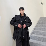 新款机能风休闲风衣男重工铆钉款暗黑夹克上衣潮A452--6283--P195，男装夹克，电商A452