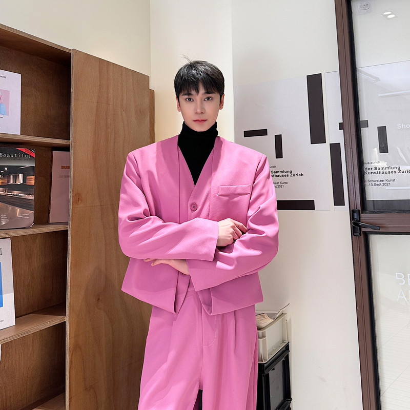 早春新款假两件款西服外套男韩版潮流休闲西装潮A452--6445--P135,男装西服,电商A452