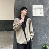 春装新款韩版翻领长袖衬衫个性时尚拼色廓形上衣A452--6314--P95，男装衬衫，电商A452
