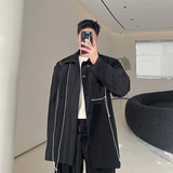 山本暗黑压褶设计廓形西服外套潮A452--6335--P165，男装西服，电商A452