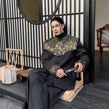 早春新款特制压花立领盘扣夹克外套个性云肩上衣A452--6440--P165，男装夹克，电商A452