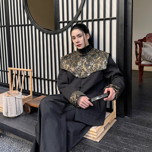早春新款特制压花立领盘扣夹克外套个性云肩上衣A452--6440--P165图片
