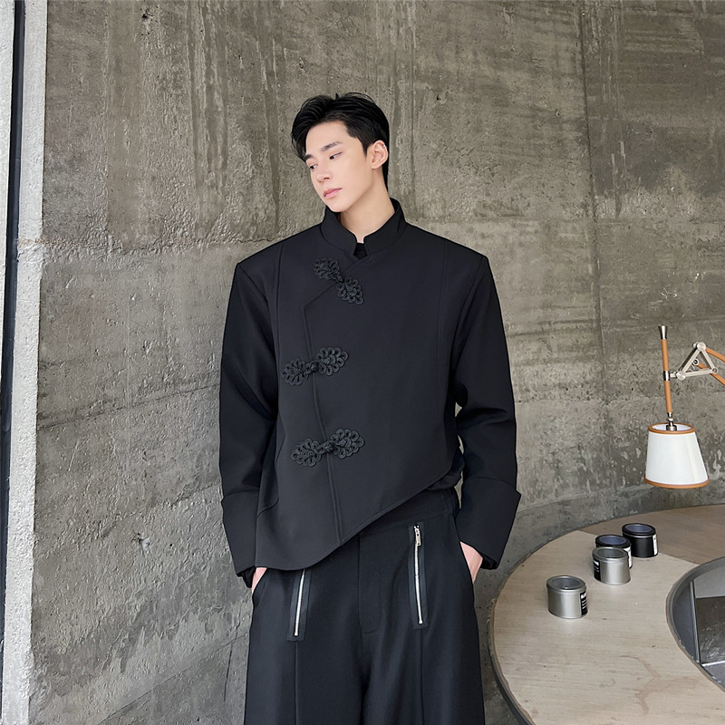 新款风盘扣短款小西服个性潮流中式西装外套A452--6313--P135,男装西服套装,电商A452