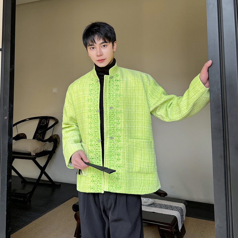 新款改良版风立领西服外套个性刺绣复古夹克A452--6473--P165,男装西服,电商A452