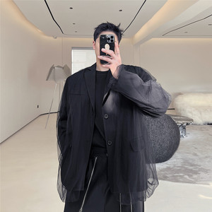 新款个性网纱西服外套男暗黑复古风造型师西装潮A452--6337--P145图片