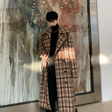 秋冬加厚卡其格子中长款大衣英伦复古风廓形外套A452-19109-P255，女装短外套，电商A452