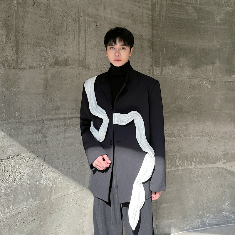 暗黑小众设计立体飘带高级感西服外套A452--6480--P165,男装西服,电商A452