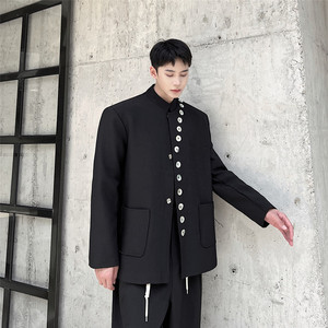 新款贝壳纽扣装饰立领小西服韩版休闲中山装外套A452--6268--P145图片