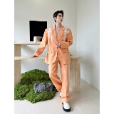 春立体蕾丝珠花装饰西服套装高级感潮流西装两件套A452-6554-P275，男装西服套装，电商A452