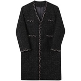 冬中长款小香风毛呢大衣廓形个性过膝无领外套A452--6195--P175，男装毛呢大衣，电商A452