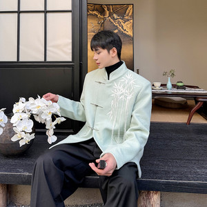 冬装新款新中式毛呢刺绣立领西装男时尚潮流西服A452--6443--P165图片